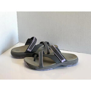 Abeo Gusto Orthotic Strappy Sandals Women's 9.5N Gray Purple Leather Toe Loop
